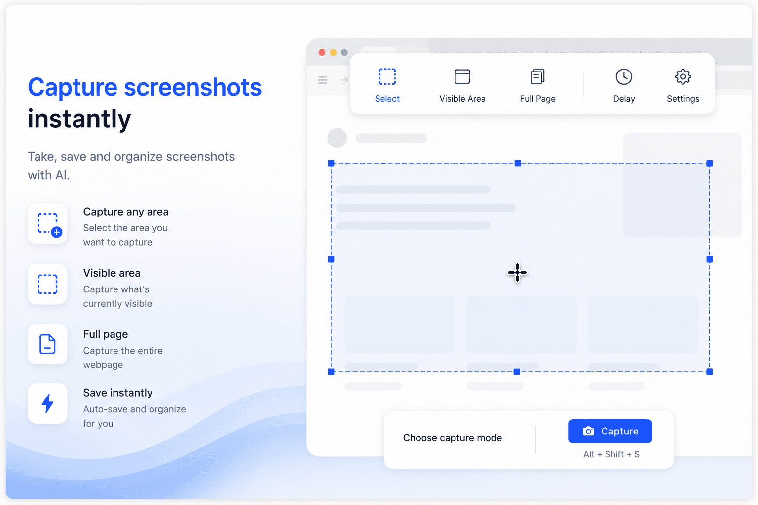 Filex AI browser extension capturing and organizing a screenshot